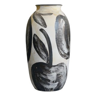 Abstract Studio Pottery Black and White Vase, 1980s For Sale