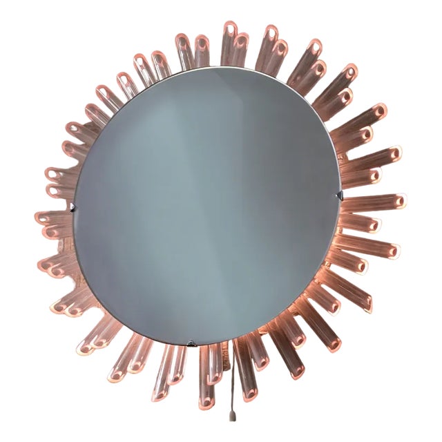 Pink Sun Mirror Lamp, 1970s For Sale