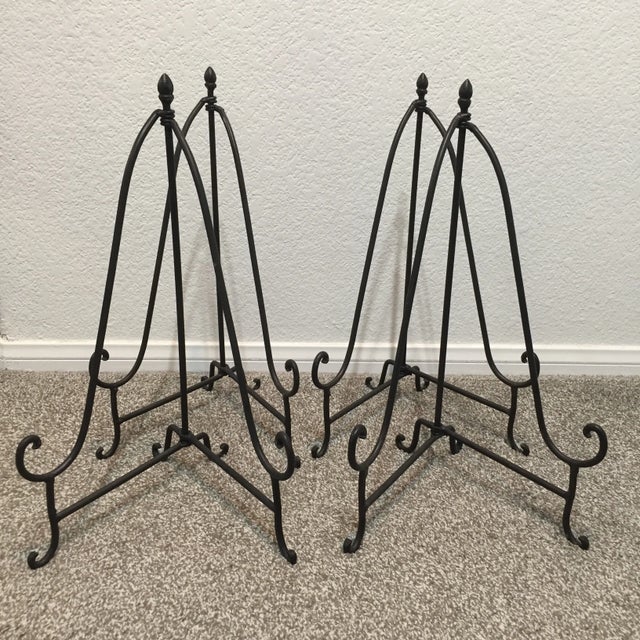Vintage Large Wrought Iron Plate and Artwork Table Easels - Set of 4 For Sale - Image 12 of 12