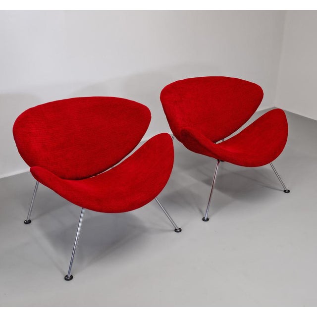 Pair of vintage 'Orange Slice' chairs by Pierre Paulin. Circa 1970s. While unlabelled, the proportions, stance and...