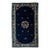 Antique Chinese Art Deco Rug in Deep Blue With Medallion & Botanical Motifs For Sale