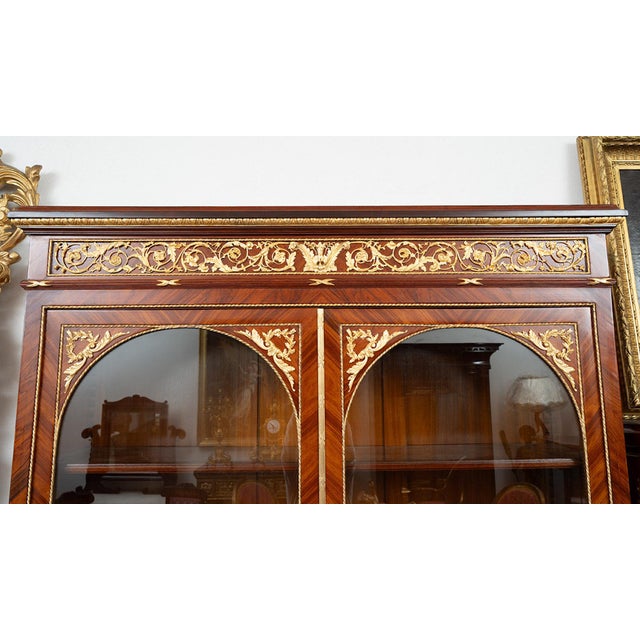 Antique Napoleon III Bookcase in Exotic Wood with Gilded Bronze Inserts, France, 19th Century For Sale - Image 3 of 6