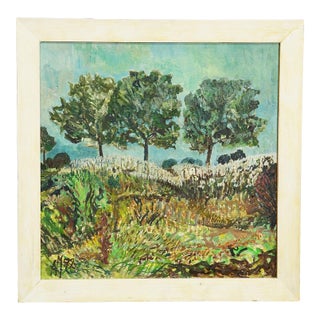 Summer Field With Trees, 1972 – Oil Painting by Alexander Michael For Sale