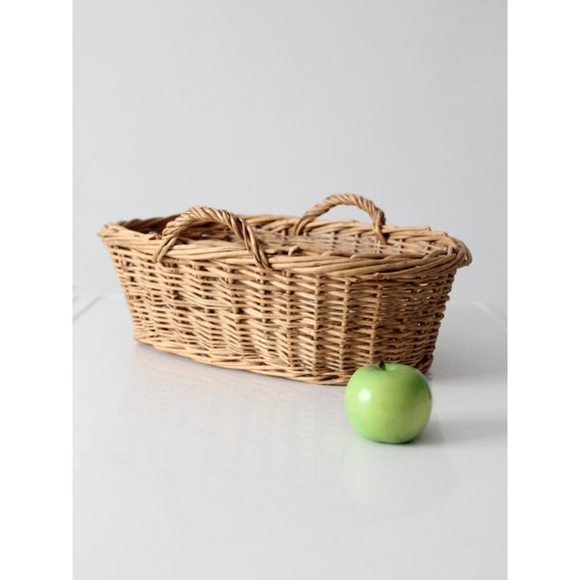 Vintage Wicker Gathering Basket With Handles For Sale - Image 13 of 13