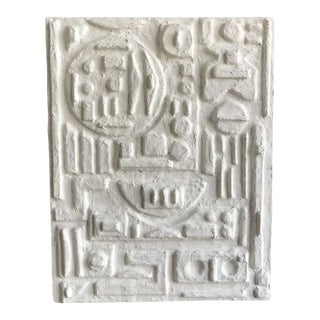 Geometric Plaster Bas Relief Painting For Sale