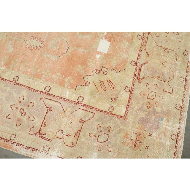 Antique Zabihi Collection Worn Soft Peach Oushak Rug For Sale - Image 11 of 11