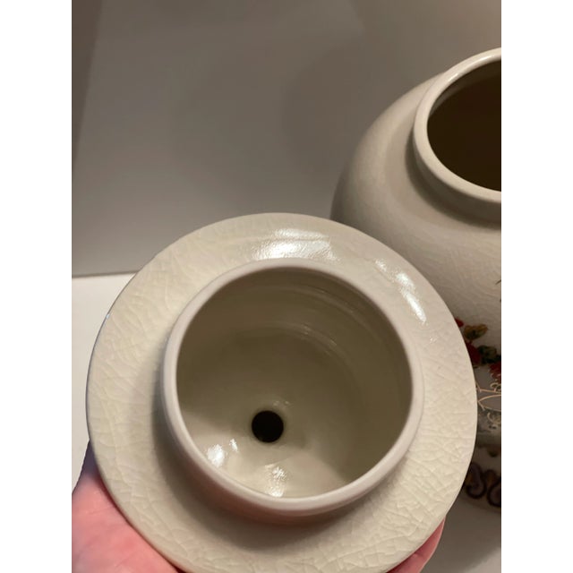 Ceramic Mid Century Japanese Satsuma Crackled Jar With Lid, Red Stamped For Sale - Image 7 of 11