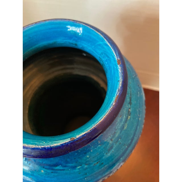 Ceramic Midcentury Blue Bitossi Ceramic Vase For Sale - Image 7 of 9