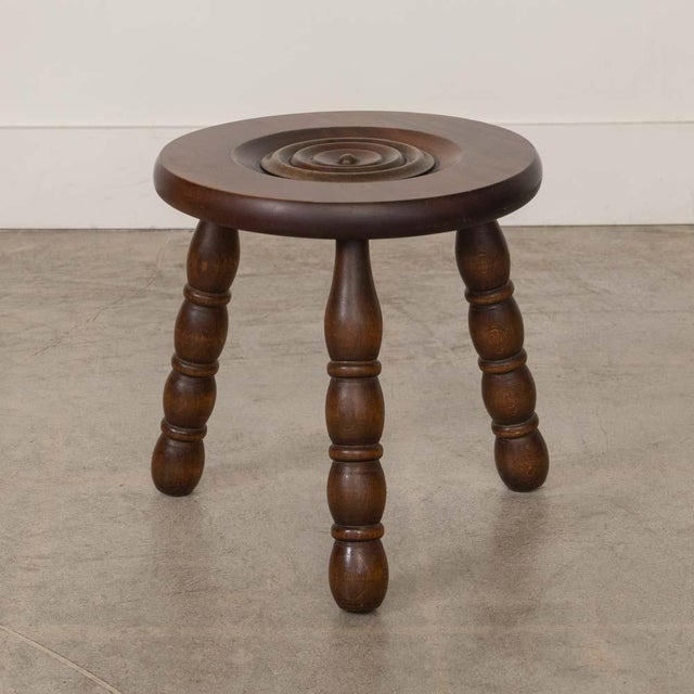 1950s French Wood Tripod Stool For Sale - Image 9 of 9
