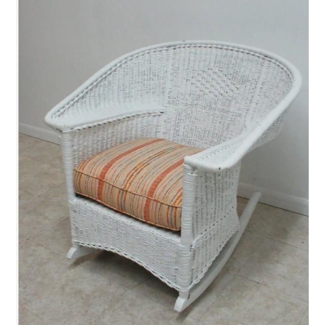 Antique Art Deco Wicker Patio Living Room Arm Chair Rocker Rocking Chair For Sale In Philadelphia - Image 6 of 13