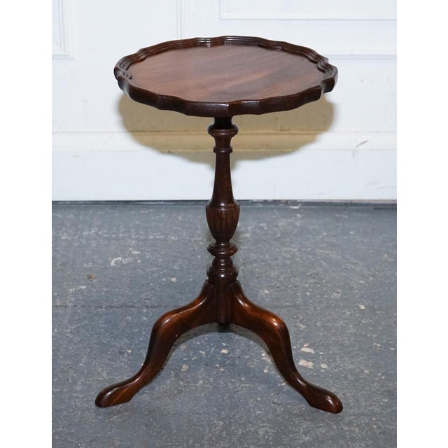Flamed Hardwood Piecrust Top Side Table For Sale - Image 4 of 11
