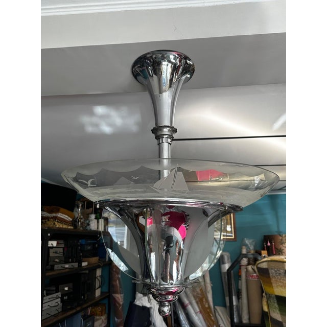 1920s Vintage Art Deco Chandelier, 1930 For Sale - Image 5 of 14