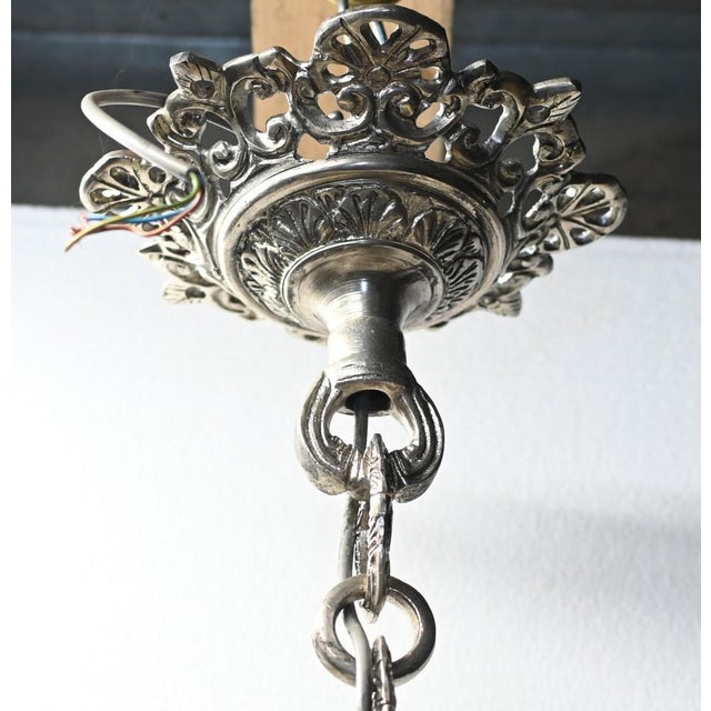 Victorian Silver Plate Lantern in Crystal Glass For Sale - Image 5 of 7