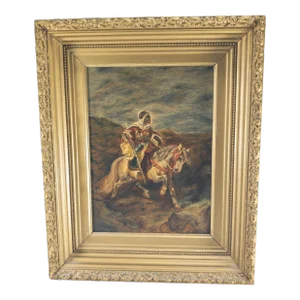 19th Century Orientalist Oil Painting of Tribal Figure on Horseback