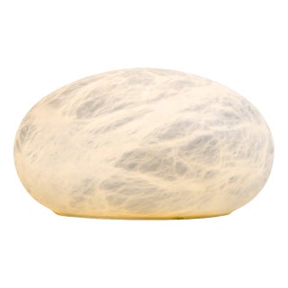 Large Wireless Oval Table Lamp by United Alabaster For Sale