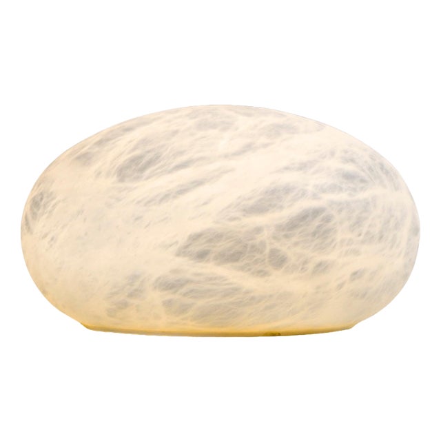 Large Wireless Oval Table Lamp by United Alabaster For Sale