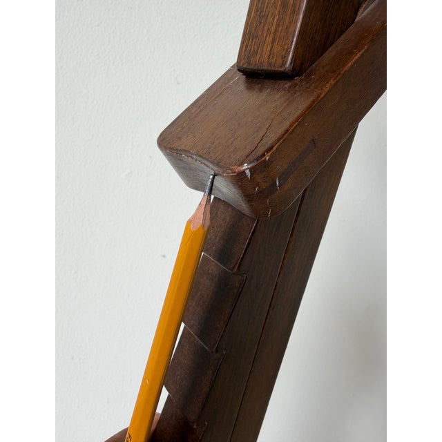 Vintage Adjustable Ratchet Wood Floor Lamp With Tiffany-Style Stained Glass Shade For Sale - Image 12 of 12