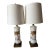 Mid 20th Century Hollywood Regency Midcentury Gold and White Hand Painted Opaline Palm Tree Table Lamps - a Pair For Sale