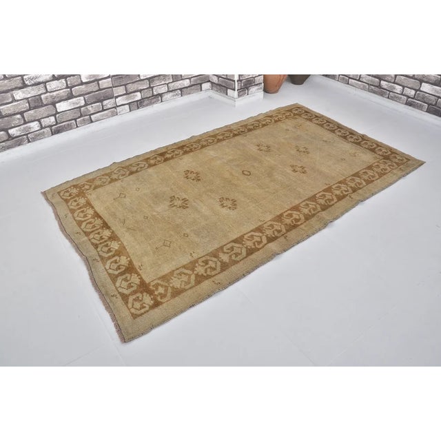 Oushak Area Tan Colour Rug For Sale - Image 4 of 10