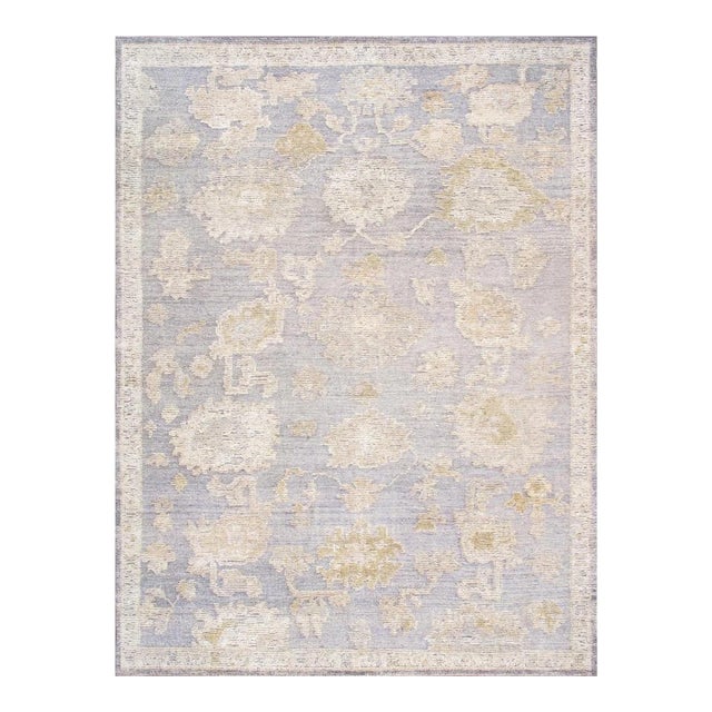 Oushak Wool Grey Area Rug, 9' 1'' X 10' 3'' For Sale