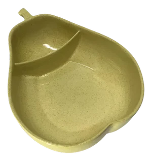 Mid-Century Pear Shaped Large Divided Serving Bowl or Chip & Dip in Speckled Yellow.
