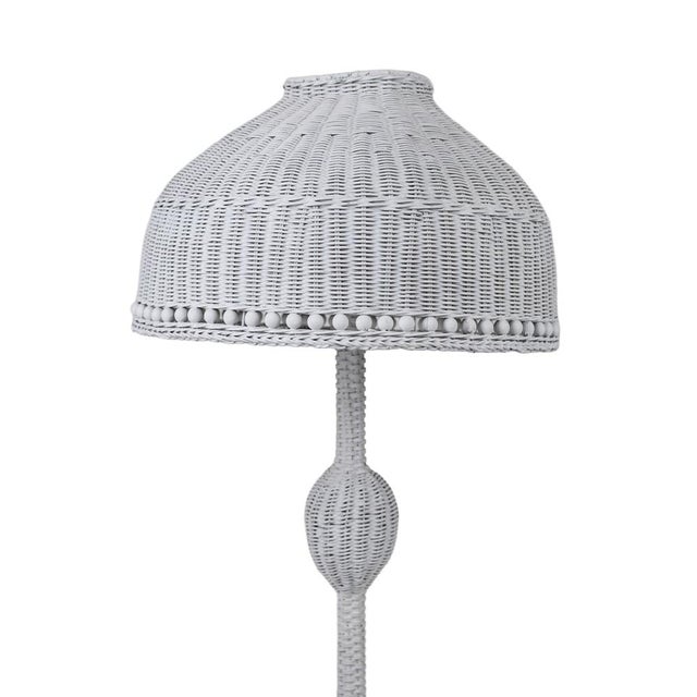 Vintage White Wicker Floor Lamp For Sale - Image 9 of 9