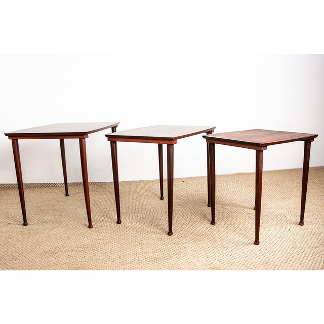 Danish Nesting Tables in Rosewood from Mobelintersia, 1960, Set of 3 For Sale - Image 10 of 18