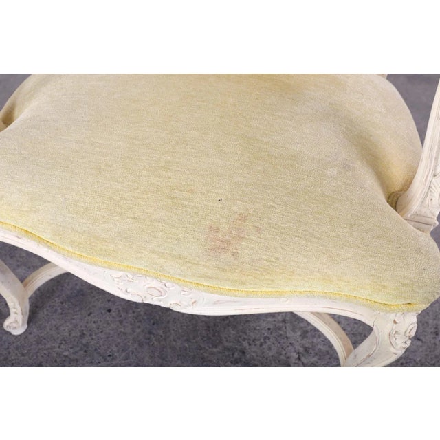 French Louis XV Style Painted Fauteuil Armchairs - a Pair For Sale - Image 9 of 13