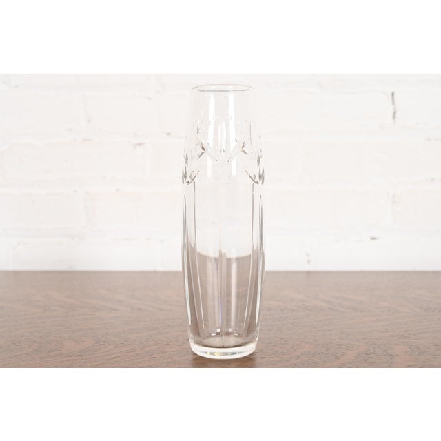A gorgeous cut crystal glass vase By Tiffany and Co. USA, Late 20th Century Measures: 2.63"W x 2.63"D x 8"H Very good...