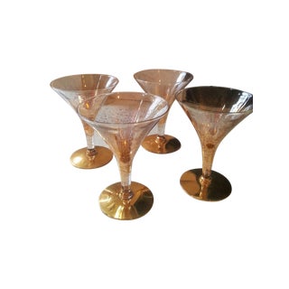 Dorothy Thorpe Cocktail Glasses W/ Gold Flecks - 4 For Sale