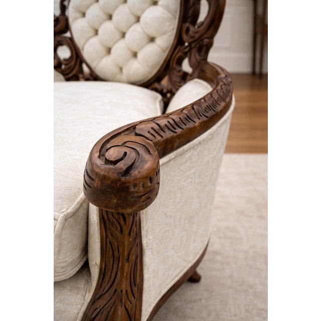 Antique Victorian Rococo Carved Walnut Armchair – Reupholstery-Ready Designer Frame For Sale - Image 4 of 11