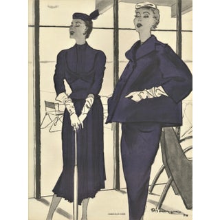 1954 French Christian Dior Fashion Print For Sale