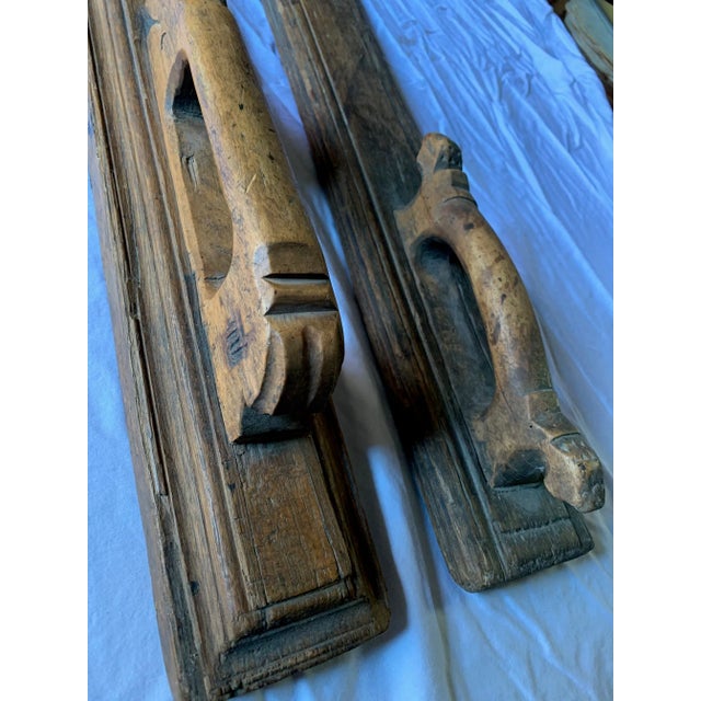 Mediterranean Antique Mediterranean Spanish Teakwood Concrete Floats Can Be Fun Door Pulls - Set of 2 For Sale - Image 3 of 11