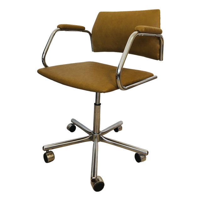 Vintage Mustard Office Desk Chair by Kovona, 1970s For Sale