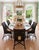 6 McGuire, dining chairs by Barbara Barry in tobacco black with a tan linen upholstery. Quality construction with...