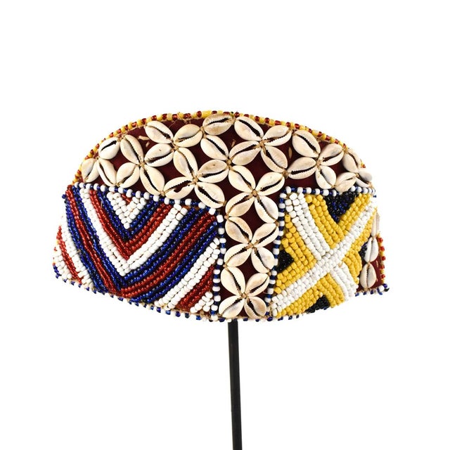 Early 20th Century Early 20th Century Kuba Beaded Noble's Hat For Sale - Image 5 of 7