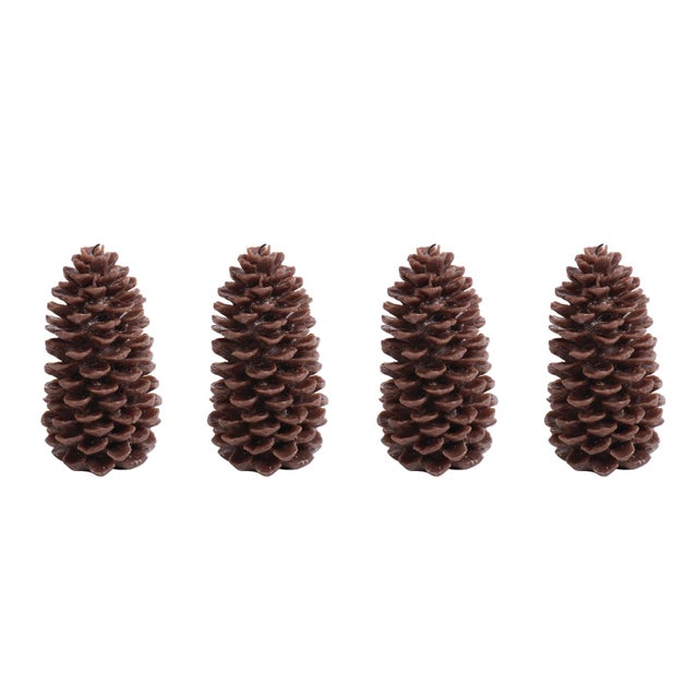 Modern Pine Cone Brown Candles, Medium, Set of 4 For Sale - Image 3 of 3