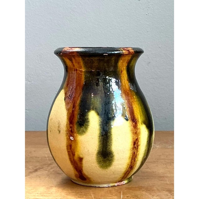 Vintage Drip Glaze Ceramic Vase For Sale - Image 9 of 12
