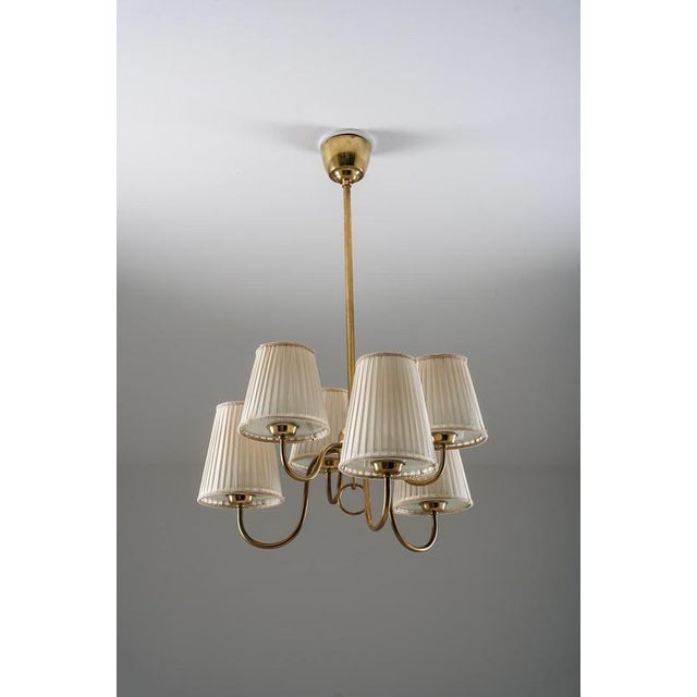 1940s Swedish Modern Brass and Glass Chandelier, 1940s For Sale - Image 5 of 16