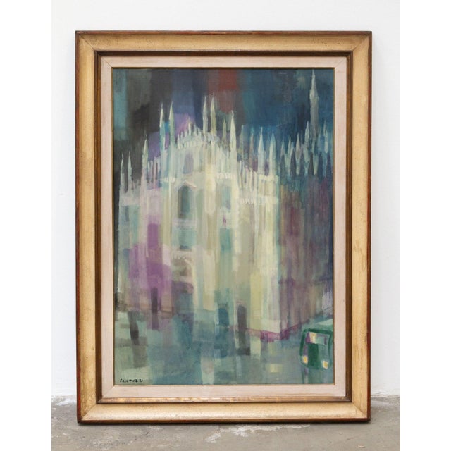 Eliano Fantuzzi, Il Duomo, Oil on Canvas, 1956 For Sale - Image 11 of 11