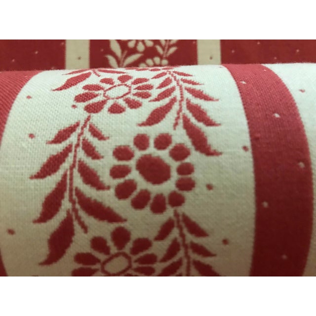 6 Yards Brunschwich and Fils Woven Cotton Fabric. Reversible. Dominant Red on One Side or Dominant White on Other Side. French Floral Design. For Sale - Image 6 of 6
