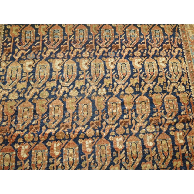 Early 20th Century Blue Terracotta Oriental Gallery Size Persian Malayer Paisley Rug For Sale In New York - Image 6 of 6