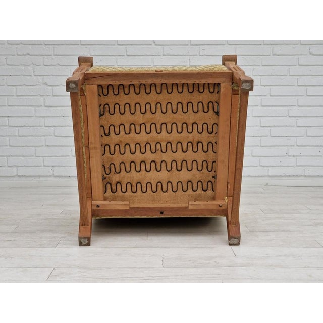 Wood Vintage Danish Highback Armchair in Fabric and Oak, 1960s For Sale - Image 7 of 18