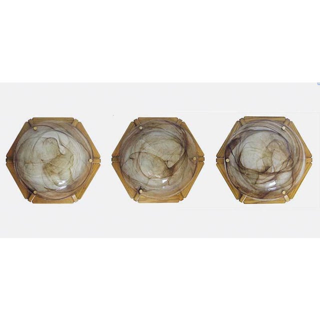 Mid-Century Modern German Murano Glass & Wood Ceiling Lamp from Kaiser Idell / Kaiser Leuchten, 1960s For Sale - Image 3 of 10