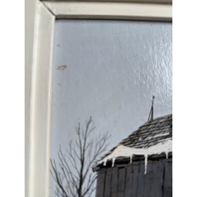 1970s John Austin Nantucket Artist Original Painting of Barns in Shelton, Ct For Sale - Image 4 of 6