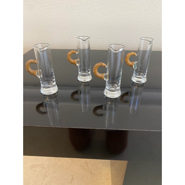 1940s 1940s Carl Aubock Shot Glasses With Rattan Wrapped Handles -Set of 4 For Sale - Image 5 of 11