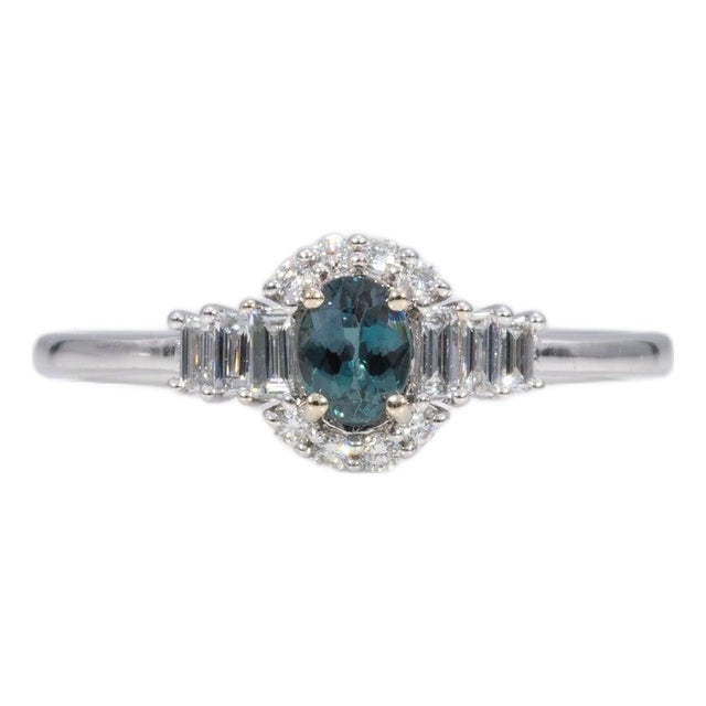 Alexandrite Ring With Earth-Mined Diamond Accents: Solid 14k Gold, Oval 5x3.5mm For Sale