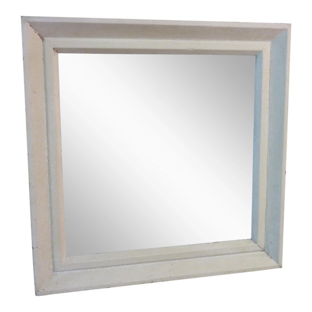 Small Square Whitewashed Mirror For Sale
