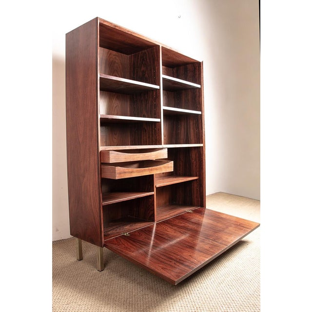 Vintage Danish Bookcase in Rosewood and Brass by Erik Brouer for Brouers Mobelfabrik, 1960 For Sale - Image 12 of 16