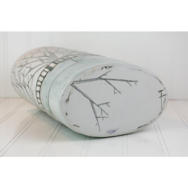 Studio Porcelain Oval Vase With Winter Landscape Motif, Signed For Sale - Image 12 of 18